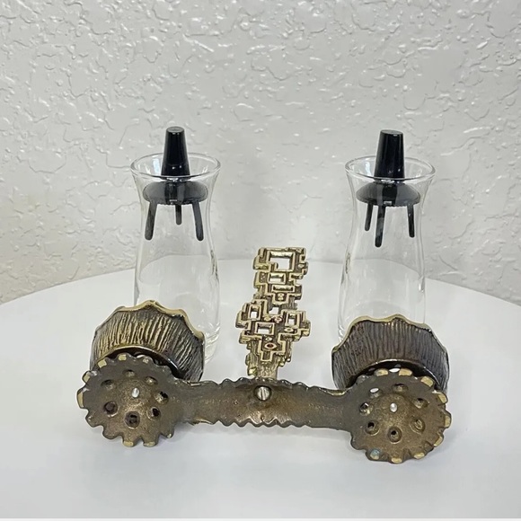 Vintage Judaica Brass Salt & Pepper Shakers By Abada Made In Israel. - Picture 6 of 9